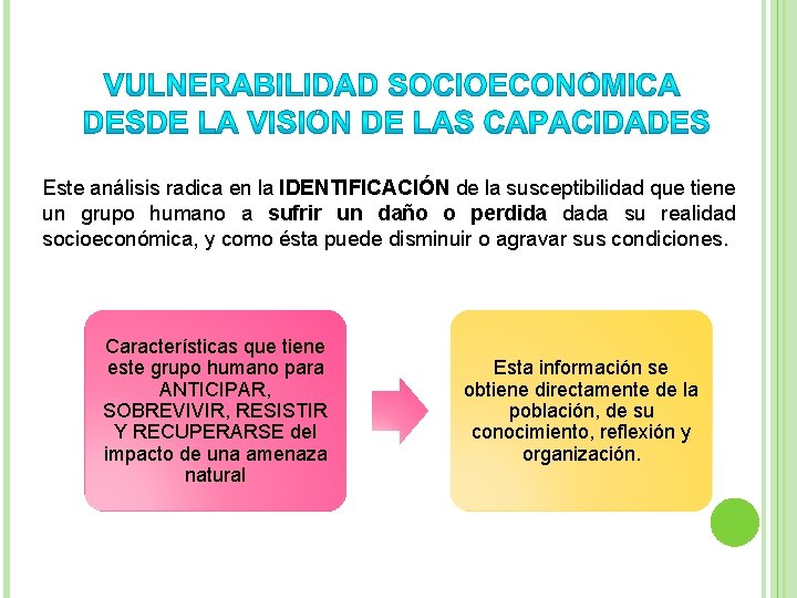 Este análisis radica en la IDENTIFICACIÓN de la susceptibilidad que tiene un grupo humano