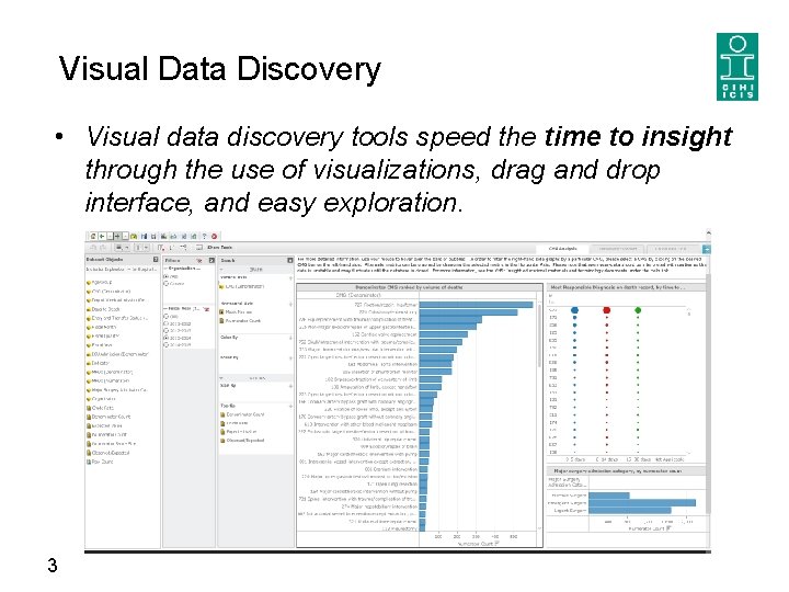 Visual Data Discovery • Visual data discovery tools speed the time to insight through