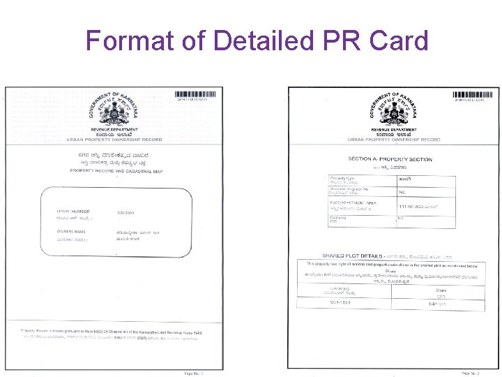 Format of Detailed PR Card 