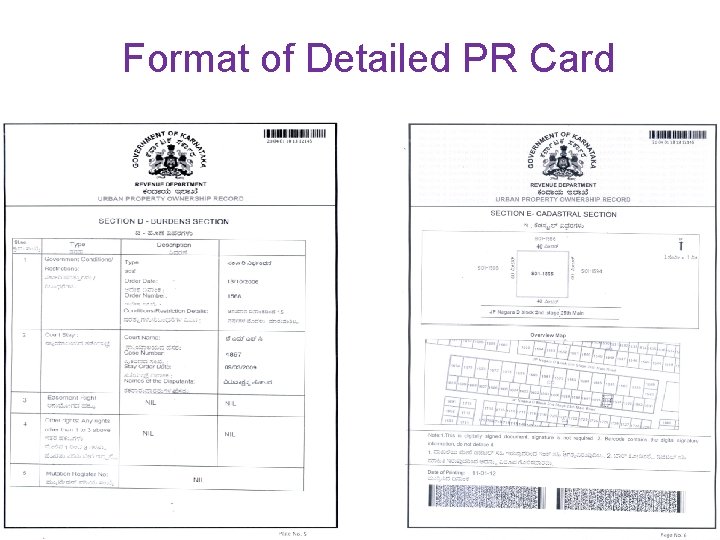 Format of Detailed PR Card 