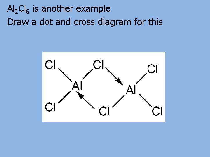 Al 2 Cl 6 is another example Draw a dot and cross diagram for