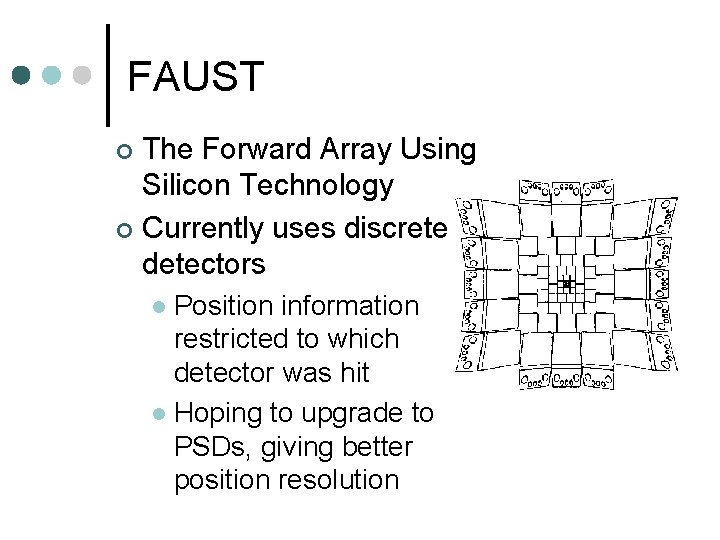 FAUST The Forward Array Using Silicon Technology ¢ Currently uses discrete detectors ¢ Position