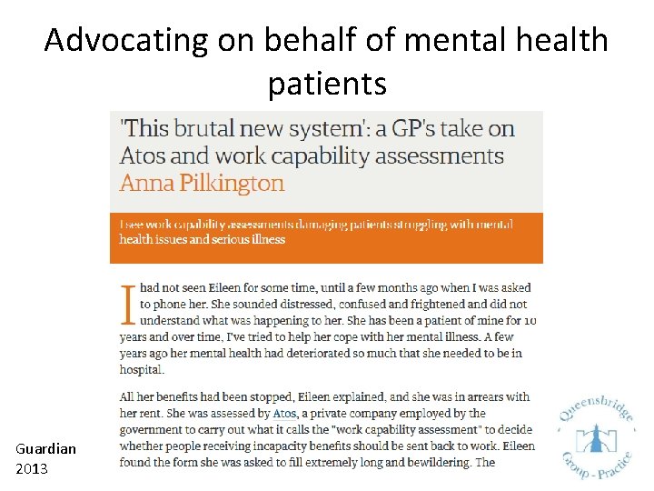 Advocating on behalf of mental health patients Guardian 2013 