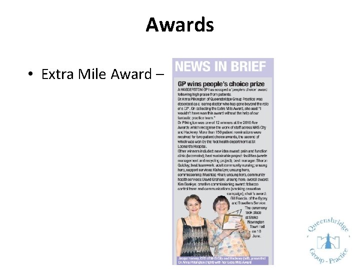 Awards • Extra Mile Award – 