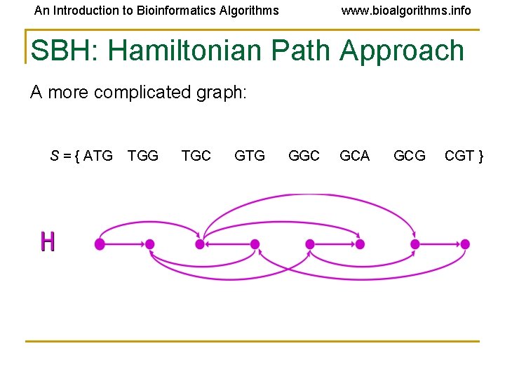 An Introduction to Bioinformatics Algorithms www. bioalgorithms. info SBH: Hamiltonian Path Approach A more