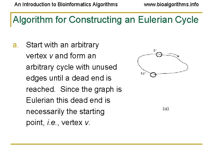 An Introduction to Bioinformatics Algorithms www. bioalgorithms. info Algorithm for Constructing an Eulerian Cycle