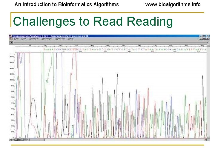 An Introduction to Bioinformatics Algorithms www. bioalgorithms. info Challenges to Reading 