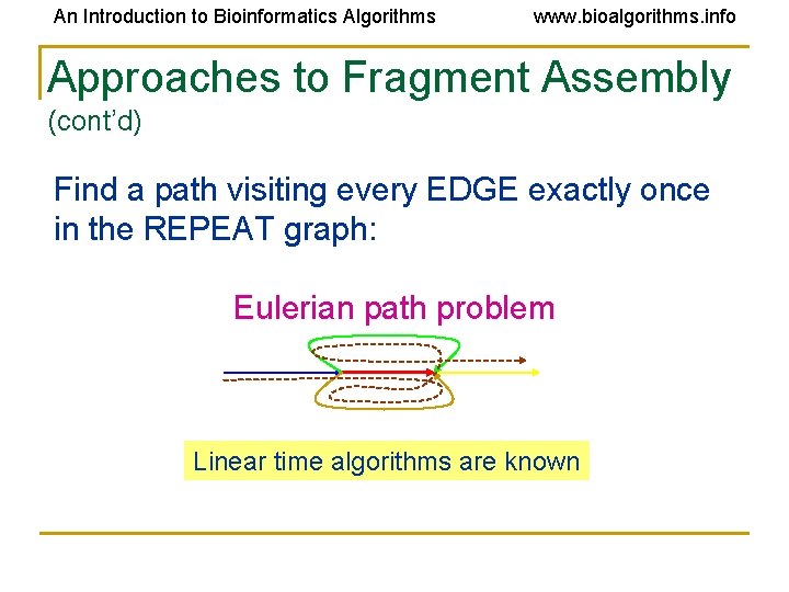 An Introduction to Bioinformatics Algorithms www. bioalgorithms. info Approaches to Fragment Assembly (cont’d) Find
