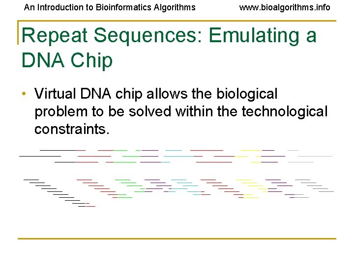 An Introduction to Bioinformatics Algorithms www. bioalgorithms. info Repeat Sequences: Emulating a DNA Chip