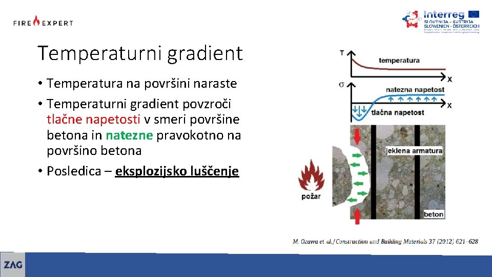 Temperaturni gradient • Temperatura na površini naraste • Temperaturni gradient povzroči tlačne napetosti v