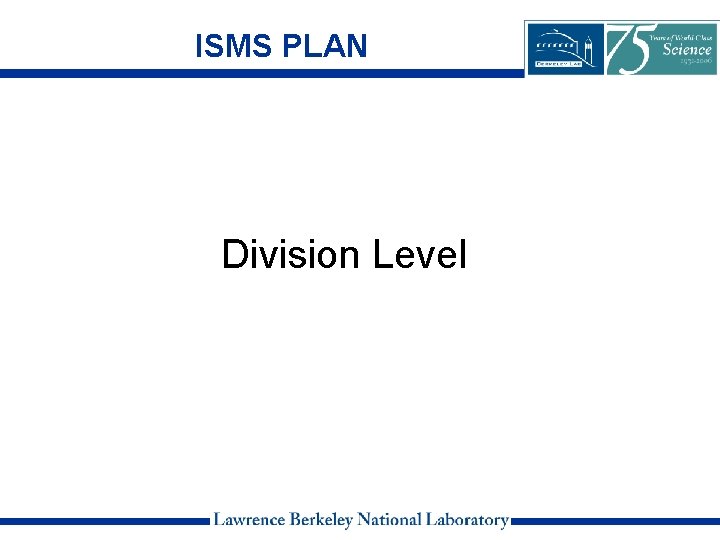 ISMS PLAN Division Level 