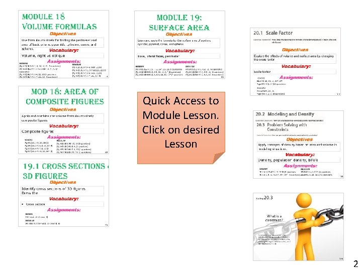 Quick Access to Module Lesson. Click on desired Lesson 2 