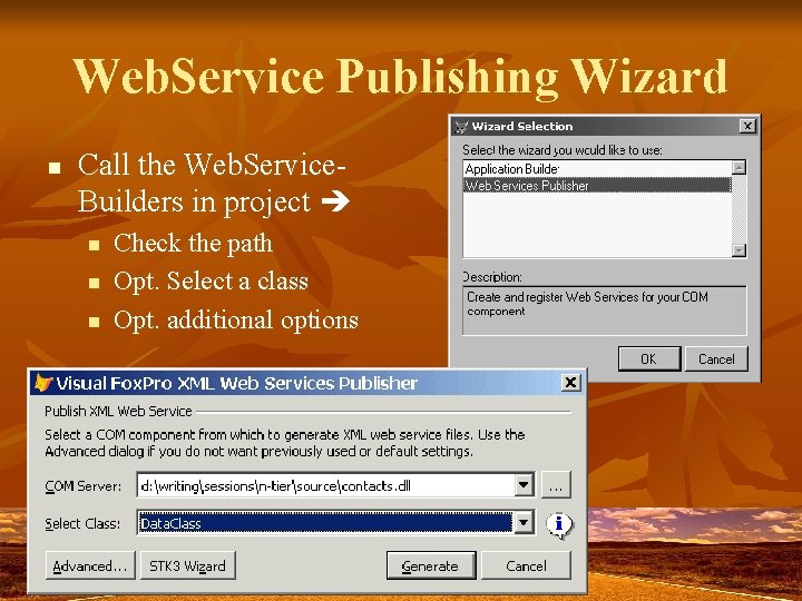 Web. Service Publishing Wizard n Call the Web. Service. Builders in project n n