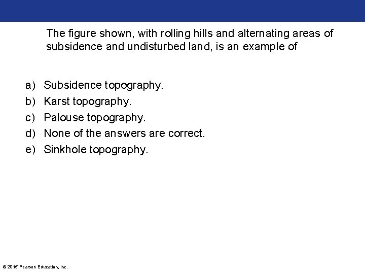 The figure shown, with rolling hills and alternating areas of subsidence and undisturbed land,