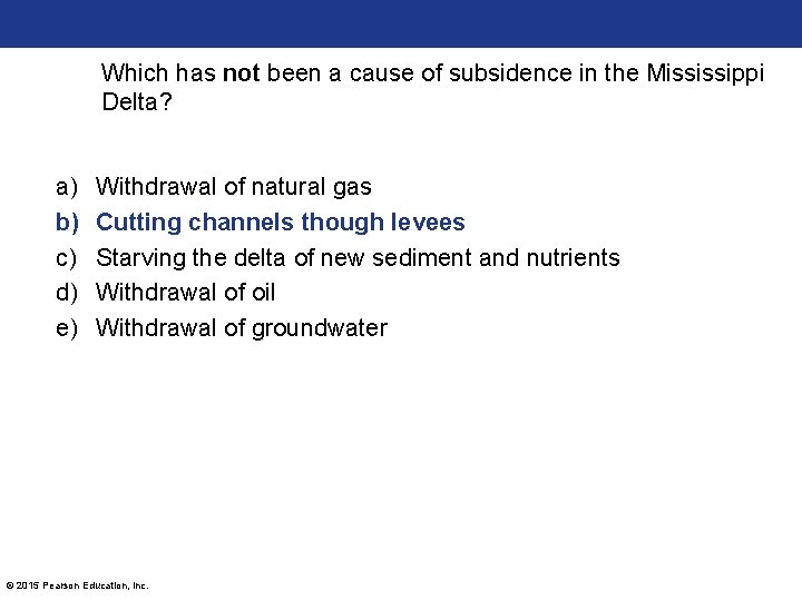 Which has not been a cause of subsidence in the Mississippi Delta? a) b)