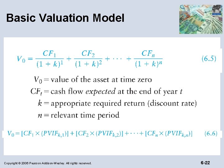 Basic Valuation Model Copyright © 2006 Pearson Addison-Wesley. All rights reserved. 6 -22 