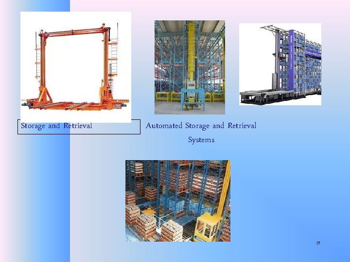 Storage and Retrieval Automated Storage and Retrieval Systems 17 