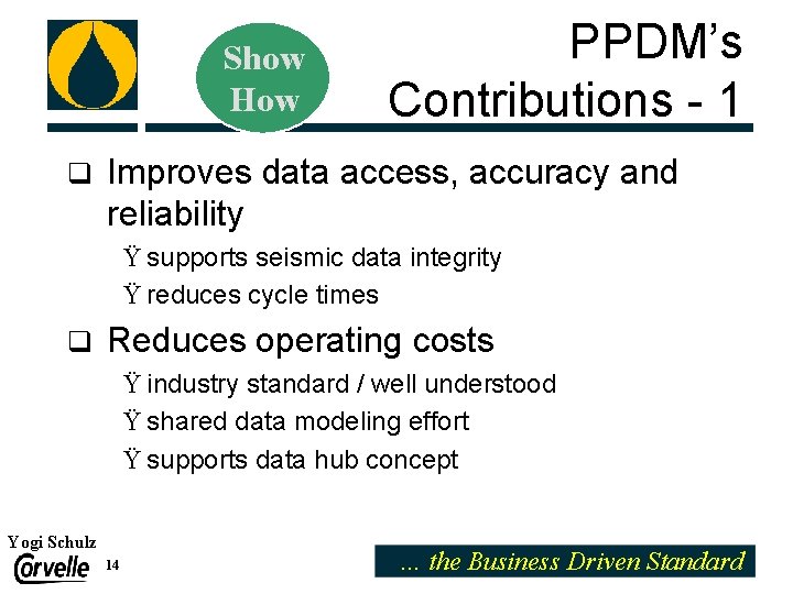 Show How q PPDM’s Contributions - 1 Improves data access, accuracy and reliability Ÿ