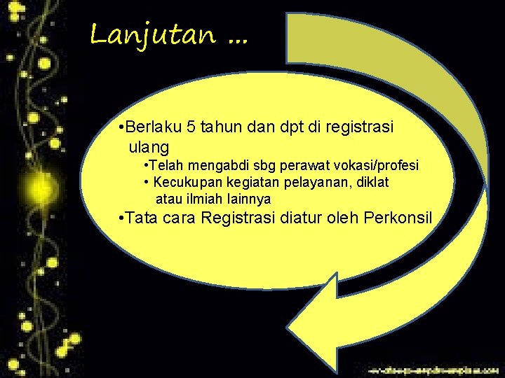 Lanjutan. . . • Berlaku 5 tahun dan dpt di registrasi ulang • Telah