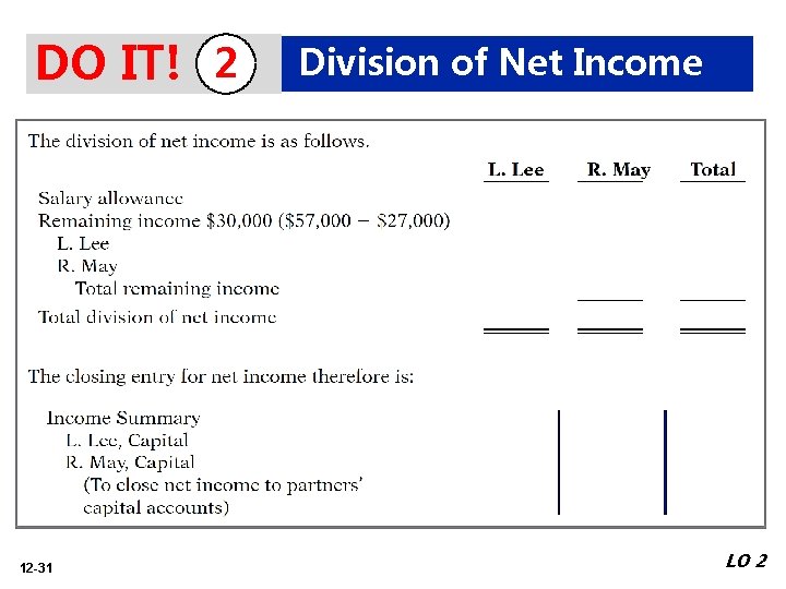 DO IT! 2 12 -31 Division of Net Income LO 2 