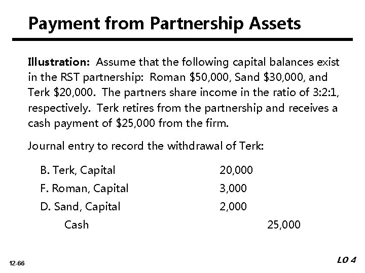 Payment from Partnership Assets APPENDIX Illustration: Assume that the following capital balances exist in