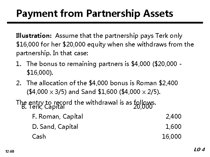 Payment from Partnership Assets APPENDIX Illustration: Assume that the partnership pays Terk only $16,