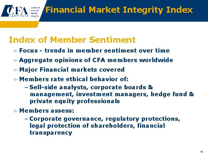 Financial Market Integrity Index of Member Sentiment Focus - trends in member sentiment over