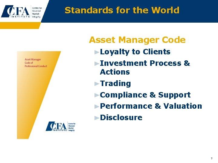 Standards for the World Asset Manager Code Loyalty to Clients Investment Process & Actions