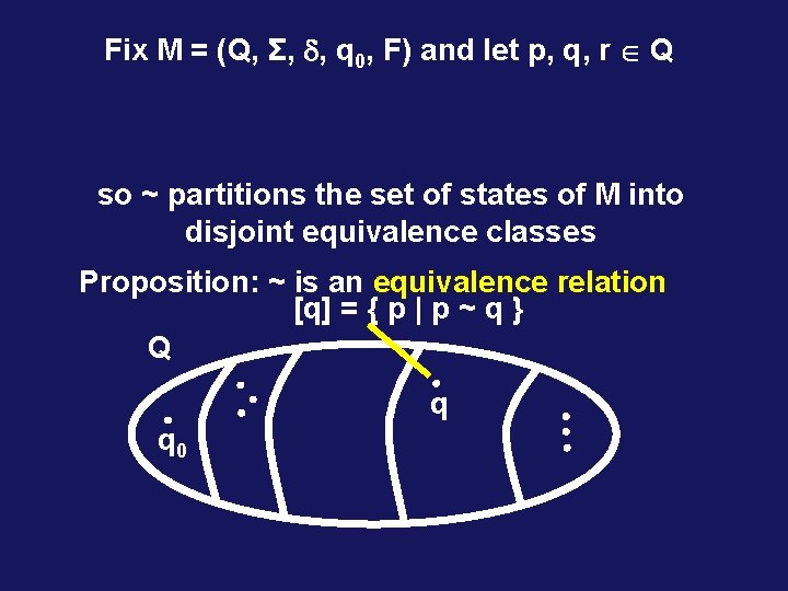 Fix M = (Q, Σ, , q 0, F) and let p, q, r