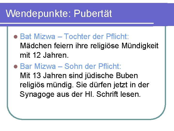 Wendepunkte: Pubertät l Bat Mizwa – Tochter der Pflicht: Mädchen feiern ihre religiöse Mündigkeit