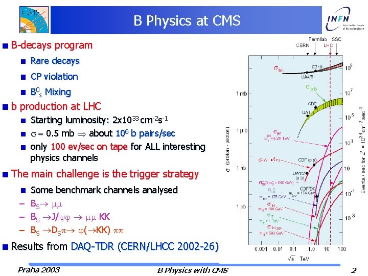 B Physics at CMS B-decays program Rare decays CP violation B 0 s Mixing