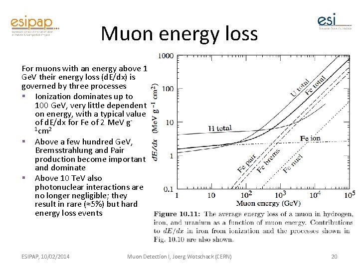 Muon energy loss For muons with an energy above 1 Ge. V their energy