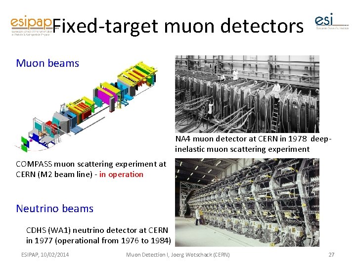 Fixed-target muon detectors Muon beams NA 4 muon detector at CERN in 1978 deepinelastic