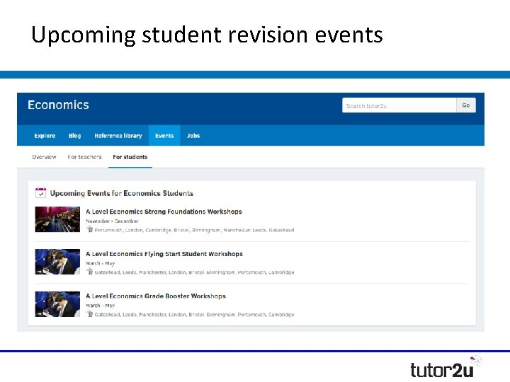 Upcoming student revision events 