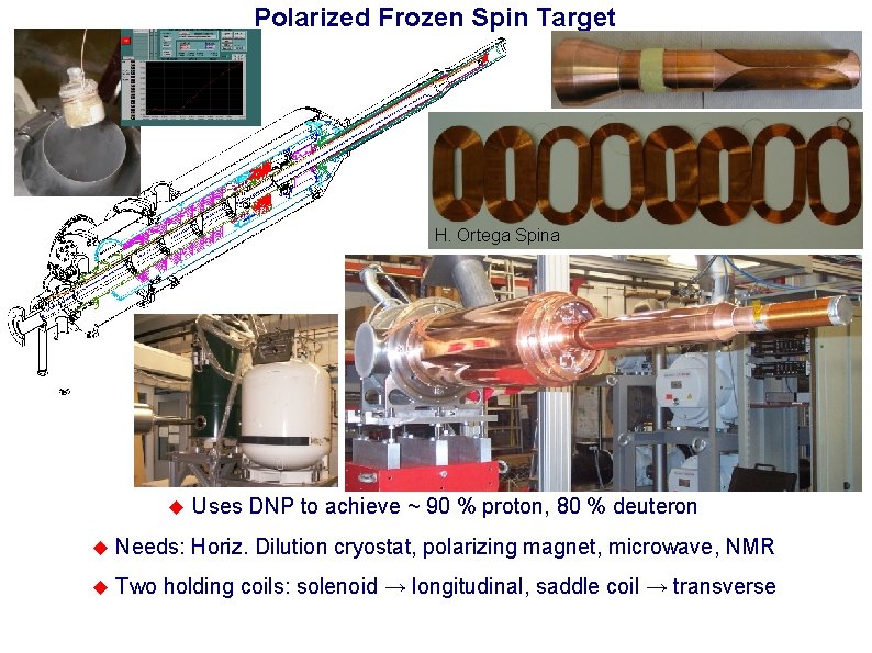 Polarized Frozen Spin Target H. Ortega Spina Uses DNP to achieve ~ 90 %