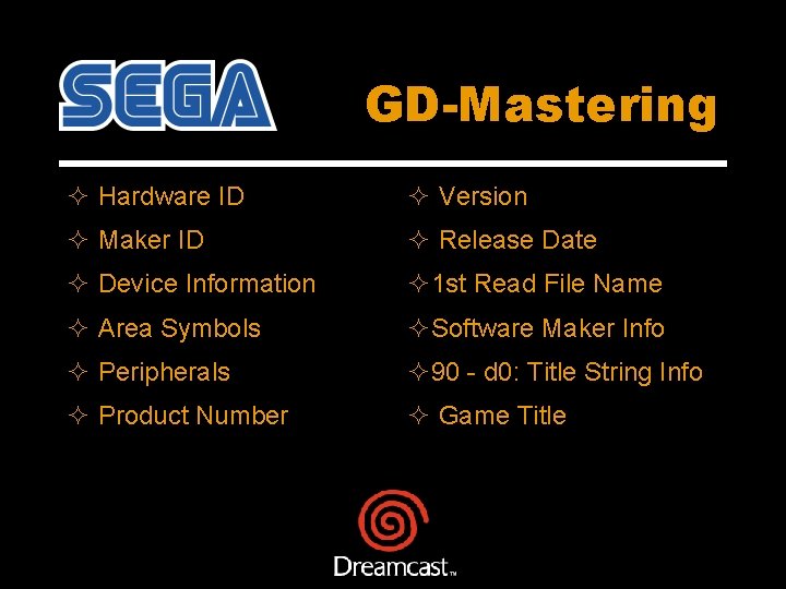 GD-Mastering ² Hardware ID ² Version ² Maker ID ² Release Date ² Device