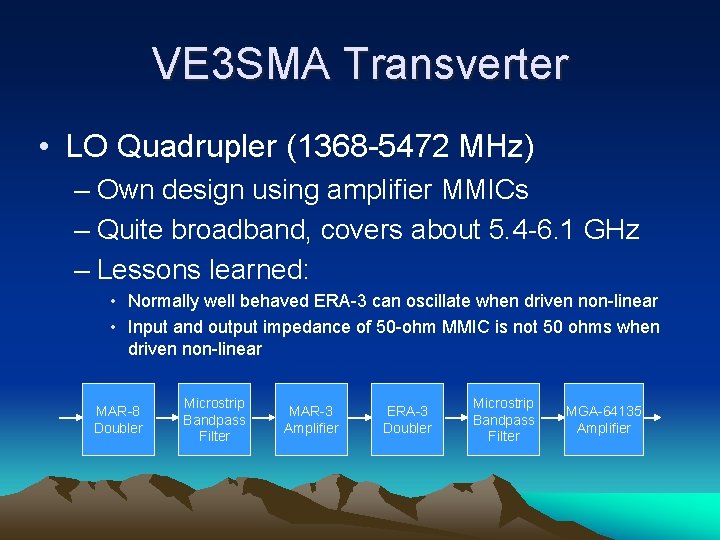 VE 3 SMA Transverter • LO Quadrupler (1368 -5472 MHz) – Own design using