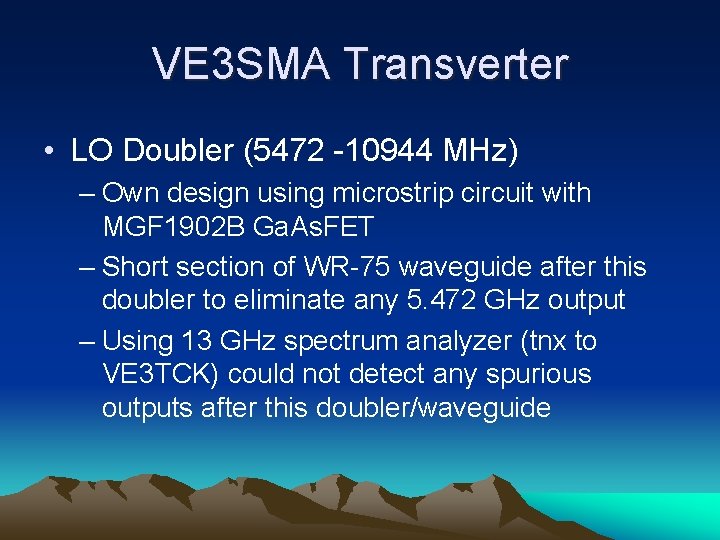 VE 3 SMA Transverter • LO Doubler (5472 -10944 MHz) – Own design using