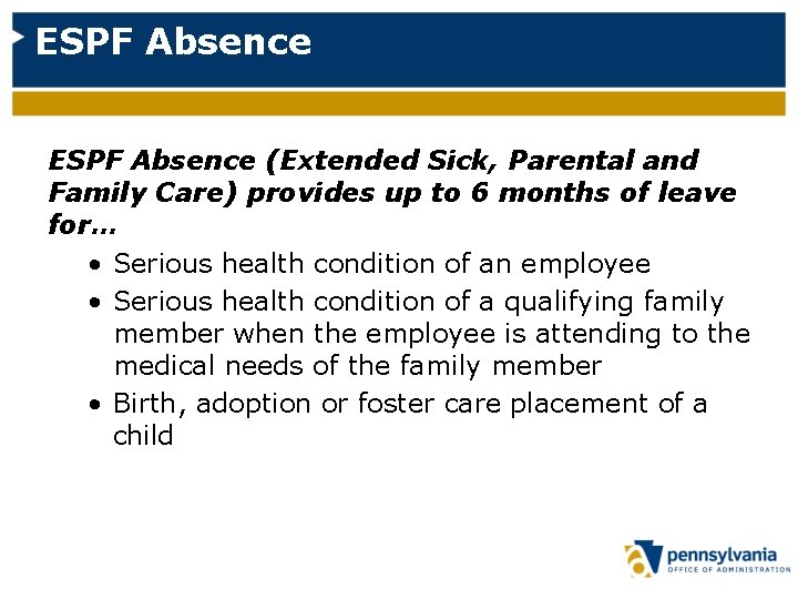 ESPF Absence (Extended Sick, Parental and Family Care) provides up to 6 months of