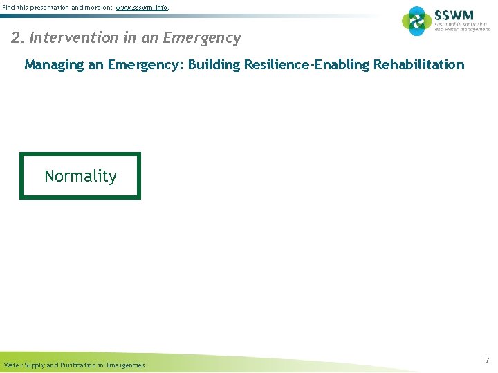 Find this presentation and more on: www. ssswm. info. 2. Intervention in an Emergency