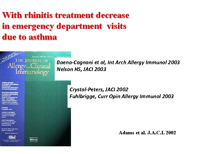 With rhinitis treatment decrease in emergency department visits due to asthma Baena-Cagnani et al,