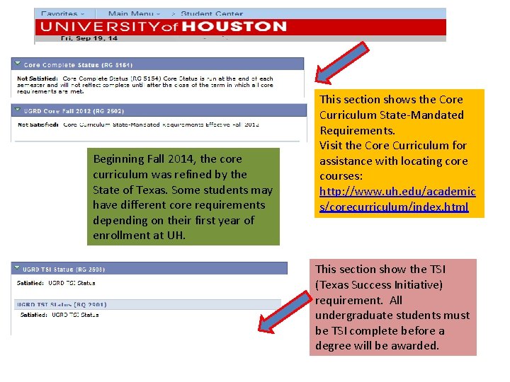 Beginning Fall 2014, the core curriculum was refined by the State of Texas. Some