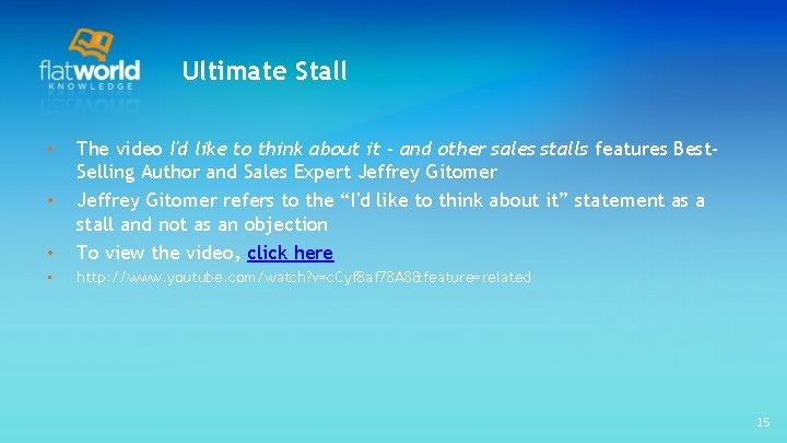 Ultimate Stall • The video I'd like to think about it - and other