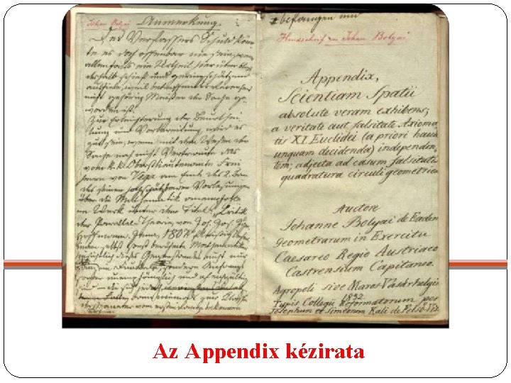 Az Appendix kézirata 