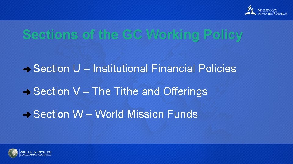 Sections of the GC Working Policy ➜ Section U – Institutional Financial Policies ➜