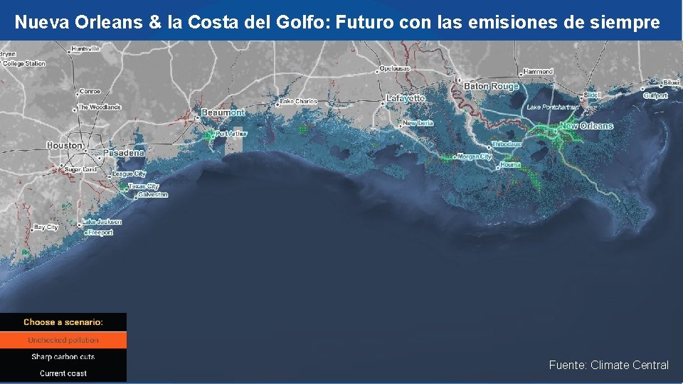 Nueva Orleans & la Costa del Golfo: Futuro con las emisiones de siempre Fuente: