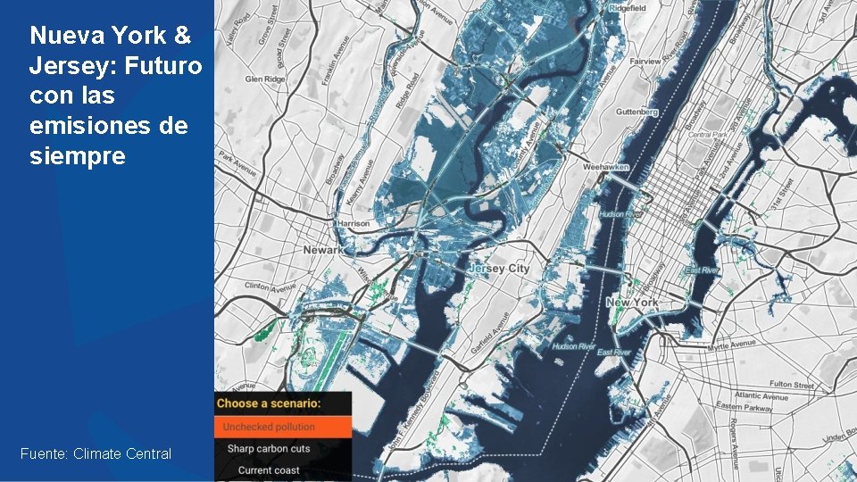 Nueva York & Jersey: Futuro con las emisiones de siempre Fuente: Climate Central 