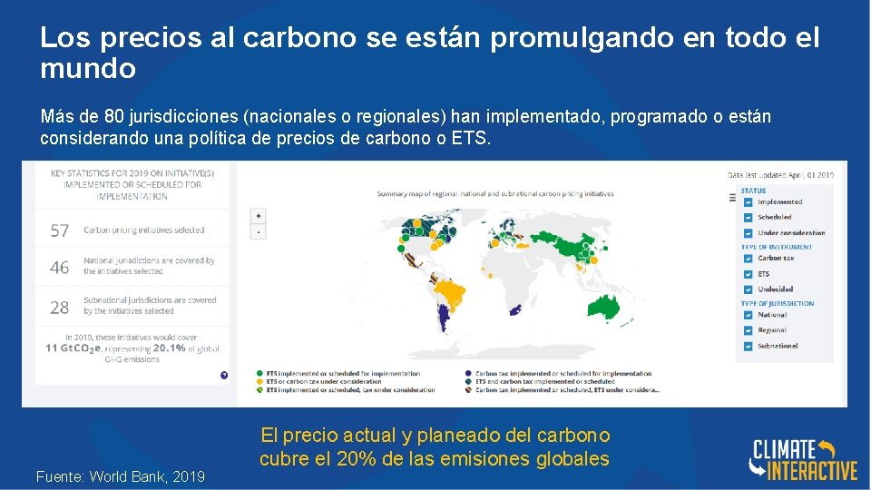 Los precios al carbono se están promulgando en todo el mundo Más de 80