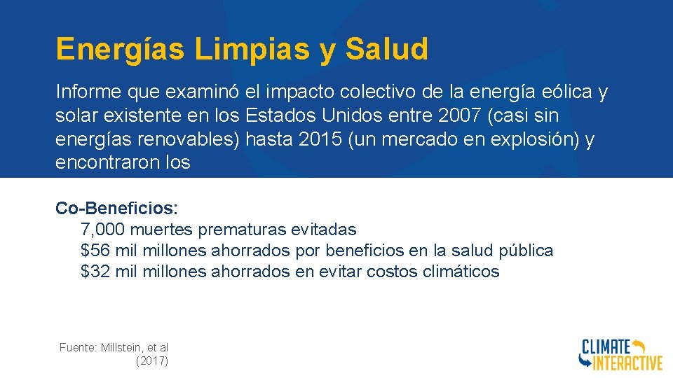 Energías Limpias y Salud Informe que examinó el impacto colectivo de la energía eólica