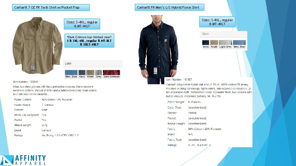 Carhartt 7 OZ FR Twill Shirt w/Pocket Flap Sizes: S-4 XL, regular & MT-4